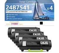 24B7541 Cartucho de Tóner de Alta Capacidad para Lexmark M3350 XM3350 Impresora, 31000 Páginas,Black-4 Pack