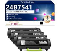 24B7541 Cartucho de Tóner de Alta Capacidad para Lexmark M3350 xM3350 Impresora, Impresión de Alta Definición, 31000 Páginas,Black-4 Pack