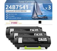 24B7541 Cartuchos de Tóner de Repuesto con Chip para Lexmark M3350 XM3350 Impresora, Alto Volumen de Impresión,Black-3 Pack