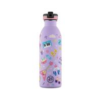 24BOTTLES Kids Botella Agua Niños Acero Inox con Pajita 500ml Music Friends | Hermética, Acero Inoxidable, Libre de BPA, Ultraligera No Térmica, Para Niña y Niño, Escuela Primaria y Guardería