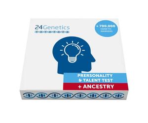 24Genetics Test Adn Talento y Personalidad, Incluye Test Adn Ancestros Gratis, Descubre tu Predisposicion Genetica a la Creatividad, Impulsividad, Nocturnidad, Prueba Adn Desde Casa