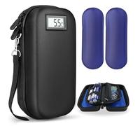 24h Insulin Cooler Travel Case TSA Approved Medication Cooler with Termómetro Temperature Display & 2 Reusable Ice Packs, Portable Diabetes Refrigerated Medicine Travel Bag for Daily Life Trip,