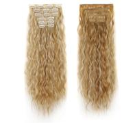 24Inch Synthetic 16 Clilp Long Kinky Curly Hair Extension Black Brown Blonde Hairpiece For Women(COLOR 27H613)