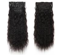 24Inch Synthetic 16 Clilp Long Kinky Curly Hair Extension Black Brown Blonde Hairpiece For Women(Color 1)