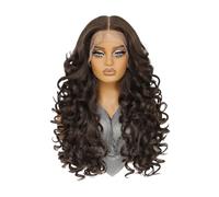 24inch Synthetic Lace Front Wig,13×6 Curly Pre Plucked HD Lace Glueless Wigs for Women Natural Daily Use(Dark brown)