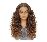 24inch Synthetic Lace Front Wig,13×6 Curly Pre Plucked HD Lace Glueless Wigs for Women Natural Daily Use(Brown dark blonde)