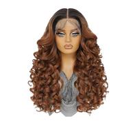 24inch Synthetic Lace Front Wig,13×6 Curly Pre Plucked HD Lace Glueless Wigs for Women Natural Daily Use(Dark blonde)
