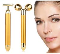 24K Gold Skin Care Face Masajeador, 3D Roller Sonic Depuffer Eléctrico, Energy Instant Face Tire Apretado Facial Bar Anti-Arrugas, Skin Tightening Face Reafirmante Eliminar Dark Círculos,B