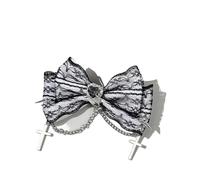 24pc Gothic Heart-Shaped Cross Lace Embroidered Bow Hair Clips For Women Fashionable Side Grips Bulk Pack Accessories(Color9)