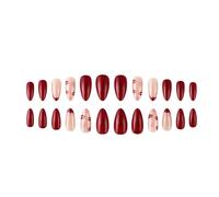 24pcs almendra uñas artificiales barra de labios en las uñas día de San Valentín falso uñas prensa francesa en las uñas