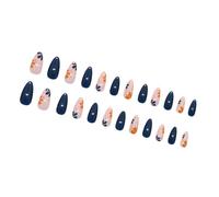 24pcs almendra uñas falsas presionando en las uñas adhesivos falsos artificiales en diseños florales consejos franceses pegamento acrílico uñas para mujeres claro