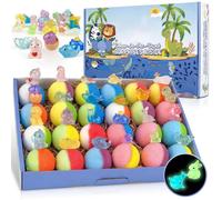 24Pcs Bath Bombs for Kids with Toys Inside, Colorful Handmade Kids Bath Bombs with Glowing Surprise Inside for Boys Girls Bathroom Bathtub