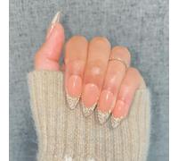 24pcs Brillante Francés Consejos Prensa En Uñas Manicura Uñas Decoración Acrílico Falsa Artificial Para Escarabajos Diarios Orcesories