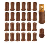 24Pcs Calcetines para Patas de Silla con Almohadillas de Fieltro, AUHOTA Elásticos Protectores de Patas de Madera Gruesa, Muebles Tapa de Cubre-Antideslizante&Antiarañazos,Marrón