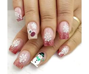 24PCS de nieve Prensa en uñas Cuadrado corto con muñecos de