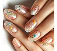 24pcs Diseños Flores Elegantes Prensa En Las Uñas De Uñas Artificial Manicura Palo En Las Uñas Para Diario