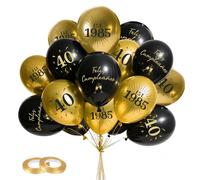 24pcs Globos Cumpleaños 40 Años Español 1985-2025 Feliz Cumpleaños Oro Negro para Photocall Decoración Fiesta