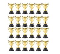 24pcs Golden Mini Award Trophy Prizes Decor Plastic Reward Prizes Kindergarten Awards Trofeo con base negra