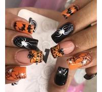24PCS Halloween Unguis Art Set Dark Webspinner Internet Vegetal Plan Identidad Pegamento Falsos Pezuñas ABS Permanente para Fiesta Webspinner Web Unguis Art Halloween
