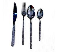 24pcs Juego de vajillas de oro 304 Set de cubiertos de acero inoxidable Set Japonés Estilo Vintage Knifes Forks Forks Matte Matte Non-Slip Dain Set (Color : 24pcs black)