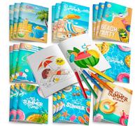 24pcs Libro para Colorear de Verano, Colorear para Fiesta de Verano Libros Colorear Fiesta de Verano Summer Coloring Book Verano Libro de Colorea Summer Painting Book para Toddlers