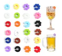 24PCS Marcadores Copas Vino, Identificador Vasos, Marcador Silicona Taza, Marcadores Cristal Silicona Coloridos Reutilizables, para Decoración Copas Bar Fiesta, Bebida, Cócteles, Champán
