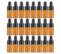 24PCS Mini Amber Glass Essential Oil Dropper Frascos la botella con el casquillo goma negro Cosmético Perfume la muestra Frascos líquidos Contenedor almacenamiento (3ml)