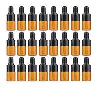 24PCS Mini Amber Glass Essential Oil Dropper Frascos la botella con el casquillo goma negro Cosmético Perfume la muestra Frascos líquidos Contenedor almacenamiento (2ml)