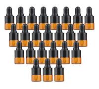 24PCS Mini Amber Glass Essential Oil Dropper Frascos la botella con el casquillo goma negro Cosmético Perfume la muestra Frascos líquidos Contenedor almacenamiento (1ml)