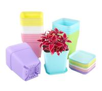 24Pcs Mini Macetas Pequeñas Plastico, 7x7x8cm Macetas de Colores Cuadradas