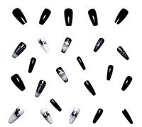 24pcs Navidad Lápiz En Clavos Trineo De Reno Diseños Prensa En Uñas Brillante Acrílico Uñas Completas Uñas Falsas