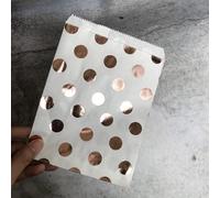 24pcs / pack 18cm Bolsas de regalo Bolsa de papel Rose Gold Paper Birthday Wedding Party Favors Bolsas de regalo Embalaje para invitados Food Safe Bags-rose gold dot