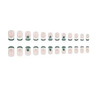 24pcs Patrick's Day Press On Nails Cuadrado Francés False Nails Green Shamrock Fundas Completas Pegamento En Uñas Manicura