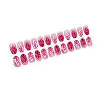 24pcs Prensa Corta En Uñas Con Llama Del Corazón Diseña Uñas Falsas Acrílico Para Mujeres Y Niñas Fácil De Aplicar Y Quitar Las Decoraciones De Uñas De Mujer