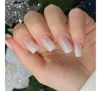 24pcs prensa en las uñas cuadrado palo en las uñas uñas falsas de alto brillo uñas acrílicas completas para salón o uso doméstico