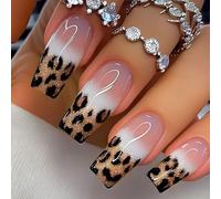 24pcs Prensa En Uñas Glitter Leopardo Diseños Fundas Completas Acrílico Uñas Falsas Uñas Artificiales Manicura Arte