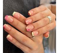 24pcs Prensa En Uñas Puntas Cuadrado Francés Puntas Diseños Falsos Artificiales Acrílico Fundas Completas Diseño Falso Uñas