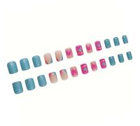 24pcs Prensa En Uñas Square Trients Francés Falsos Diseños Falsos Regalos Artificiales Para Mujeres Niñas Pegamento Uñas Falsas