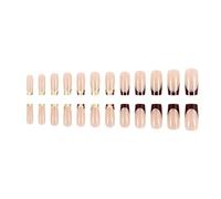 24pcs prensa en uñas uñas postizas cuadradas rayas brillantes diseños de encaje francés uñas de barra brillante manicura para mujeres