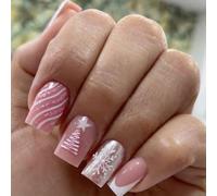 24PCS Prensa festiva en uñas artificiales Estilos franceses