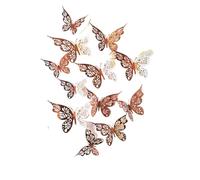 24Pcs/Set 3D Hollow Butterflies Wall Sticker For Home Decoration Living Room Bedroom For Party Wedding Decor Butterfly Stickers(Rose gold G)