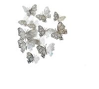 24Pcs/Set 3D Hollow Butterflies Wall Sticker For Home Decoration Living Room Bedroom For Party Wedding Decor Butterfly Stickers(Silver H)