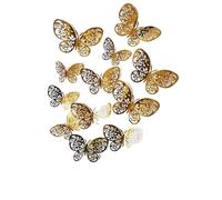 24Pcs/Set 3D Hollow Butterflies Wall Sticker For Home Decoration Living Room Bedroom For Party Wedding Decor Butterfly Stickers(Gold I)