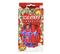 24pcs/Set Christmas Press On Nails Cobertura Completa Acrílico Uñas Kit Decoración Larga