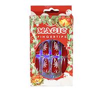 24pcs/Set Christmas Press On Nails Cobertura Completa Acrílico Uñas Kit Decoración Larga