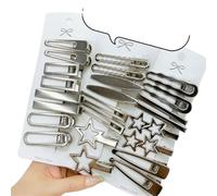 24Pcs/Set Silver Metal Hairpins For Women Girls Star Hair Clip Multiple Styles Seamless Duckbill Accessoires
