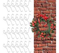 24pcs Stainless Steel Brick Hook Wall Clips - Heavy Duty No-Drill Clamp,Outdoor Concrete Clamp Brick Wall Hooks,for Indoor Garden House Fireplace String Lights Wreath Garland Potted Plant