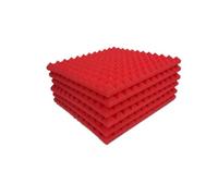 24PCS Studio Acoustic Foam Sponge Pyramid Sound Proof Noise Insulation High Density Soundproofing Wall Panels Para Coche, Estudio y Hogar(Red,Normal Density)