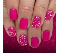 24PCS Uñas postizas ABS Diseño de corazón Estilos dulces Uñas artificiales para mujeres Uso diario en la fiesta de Valentín Diseño de corazón falso