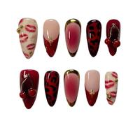 24PCS Uñas Postizas Almendra, Negro Plata Lazo Diamante | Uñas postizas de cobertura total para fiestas y uso diario, plástico ultrafino con brillo(55)